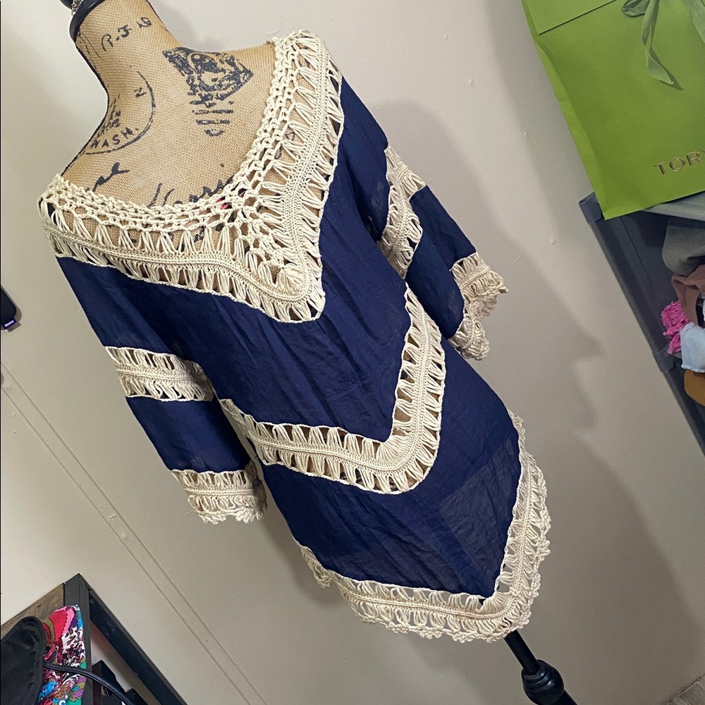 VIVID COLLECTION Boho Crochet shirt size women’s medium - Picture 8 of 9